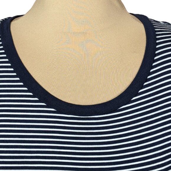 GAP Round Neck Short Sleeve Asymmetric Hem Striped Peplum Shirt  Size Medium - Picture 3 of 14